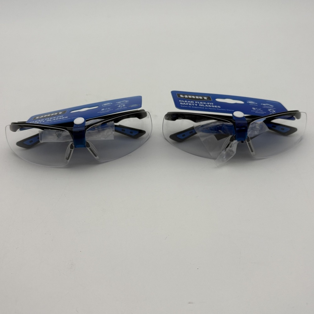 Lot 2 HART Clear Flex-Fit Safety Glasses Anti-Fog Ear Protection UV ANSI Z87.1
